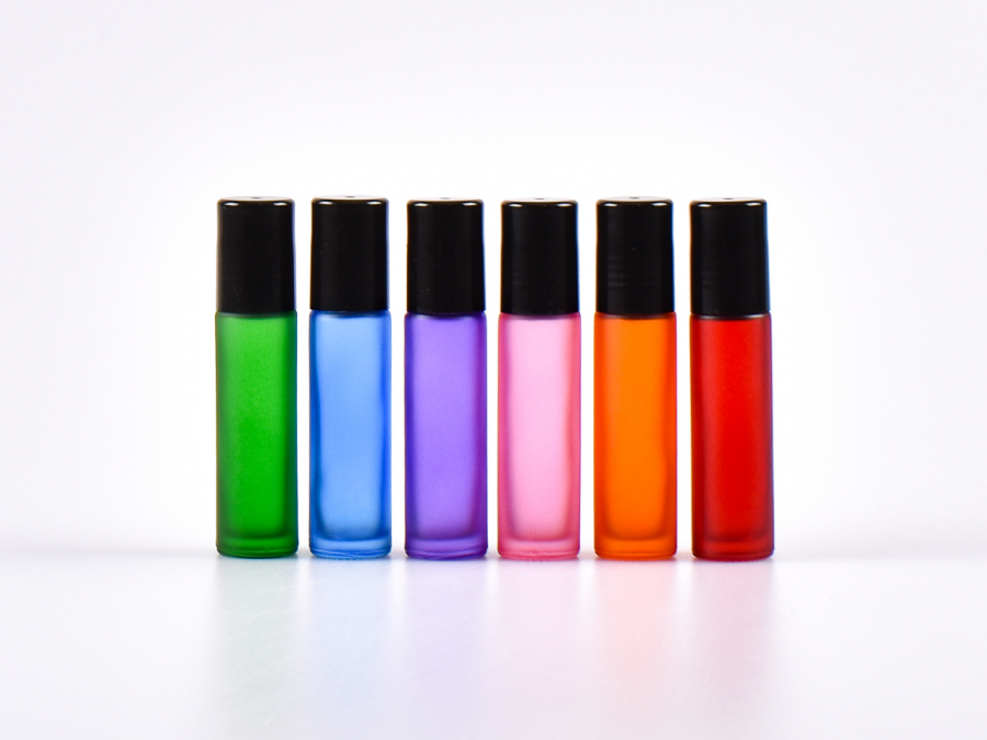 Roll-On-Flasche "Emma" 10ml, color mit Deckel weiss/schwarz