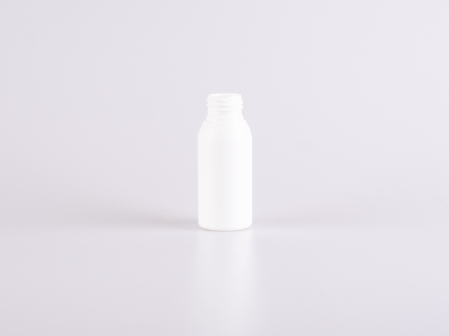 Flasche "Tara", 50ml, HD-PE weiss-matt, ohne Montur