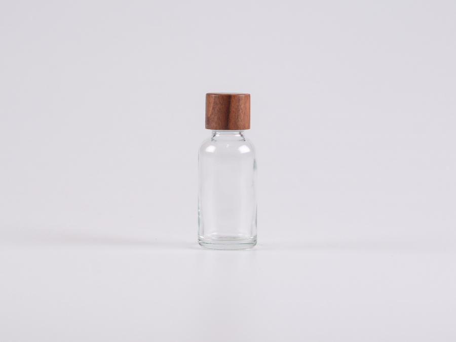 Klarglasflasche 30ml, mit Tropfmontur Walnut