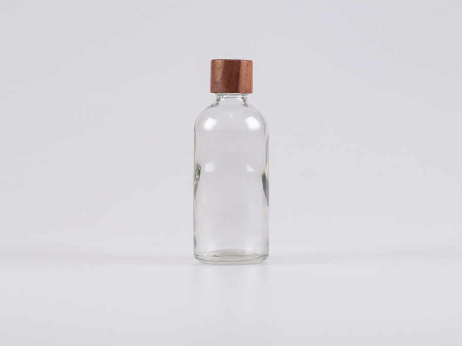 Klarglasflasche 100ml, mit Schraubverschluss Walnut