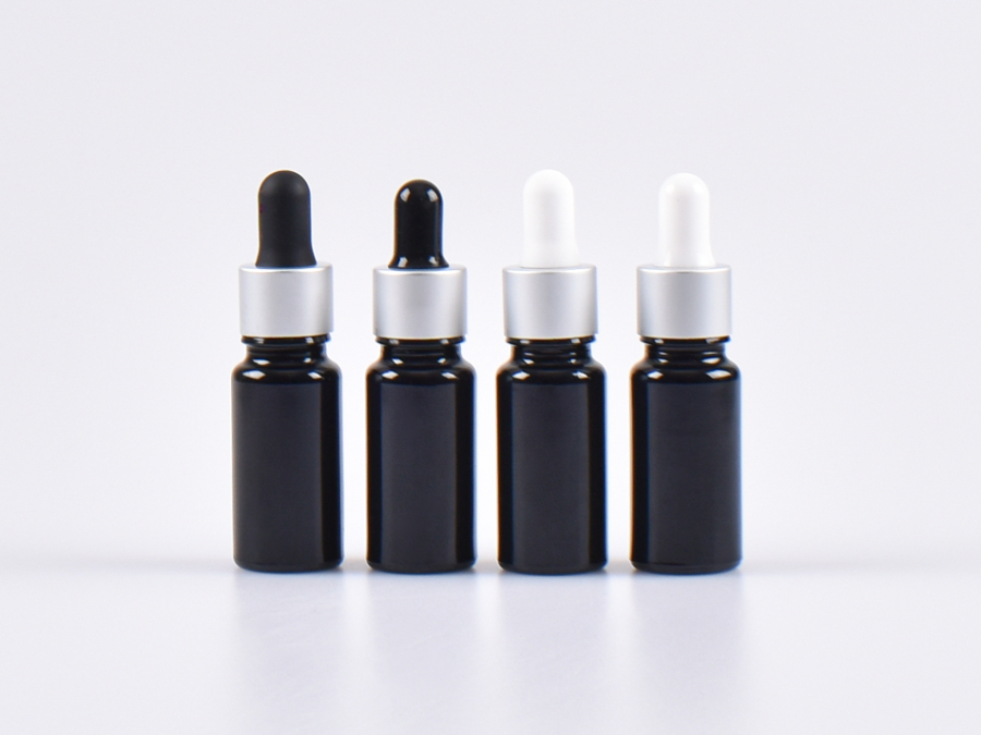 MIRON Violettglasflasche 10ml, mit Pipette silber-matt