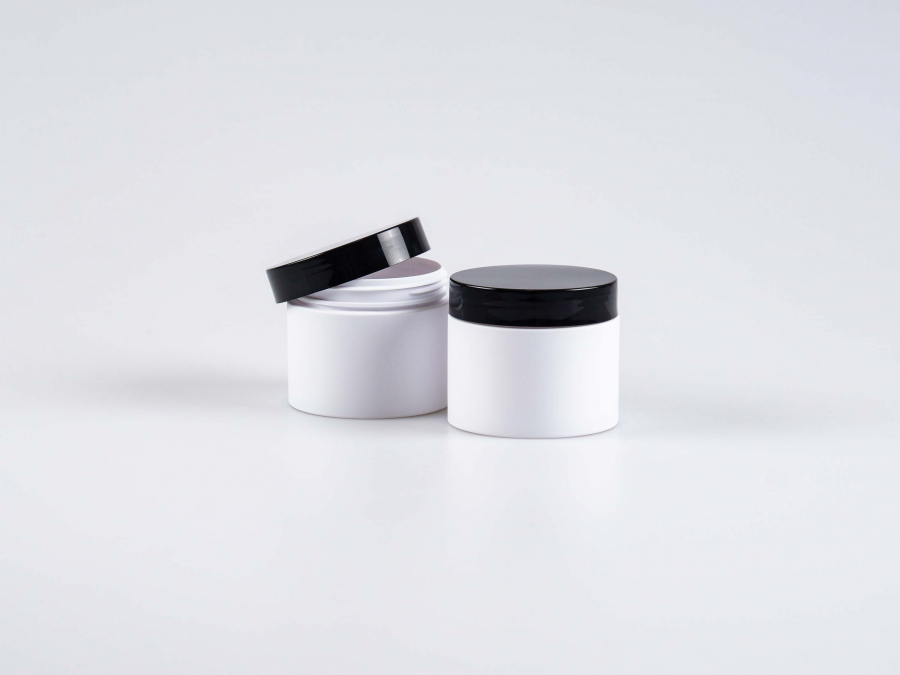 Dose "Neville", 150ml, mattweiss, mit Deckel Kunststoff, weiss/schwarz