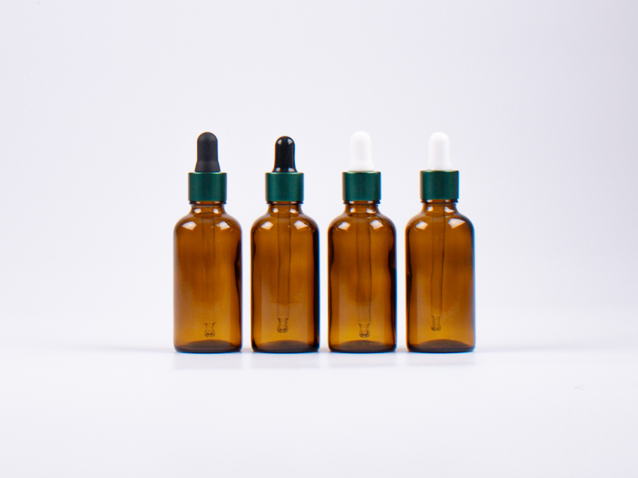 Braunglasflasche 20ml, mit Pipette grün-matt