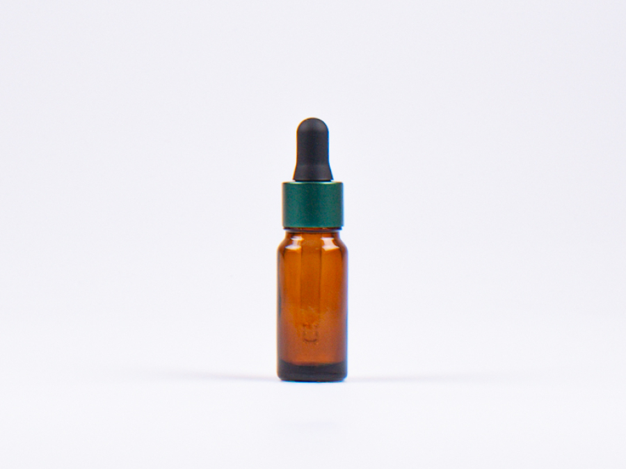 Braunglasflasche 10ml, mit Pipette grün-matt