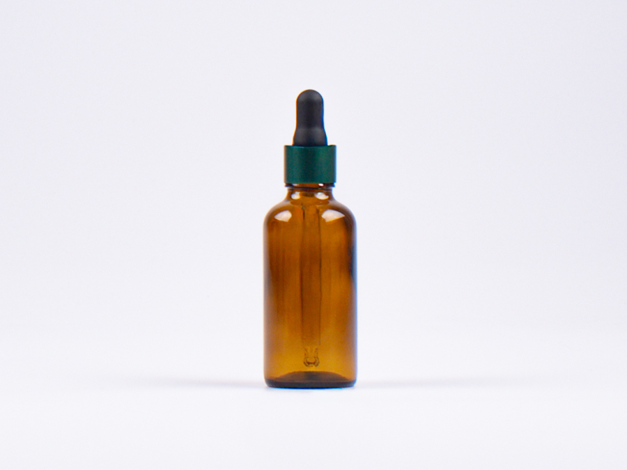 Braunglasflasche 50ml, mit Pipette grün-matt
