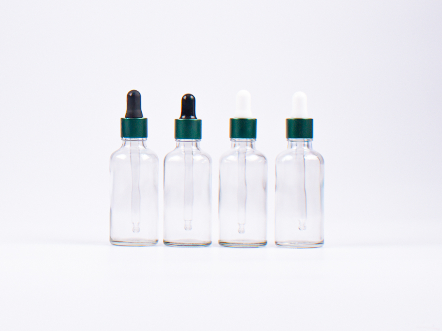 Klarglasflasche 50ml, mit Pipette grün-matt