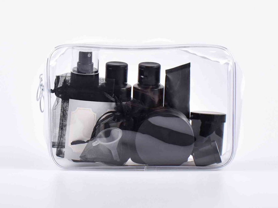 Reise-Set, Make-up Tasche, Beauty Case, Reisebeutel, schwarz, (16-teilig), Sie sparen 20%