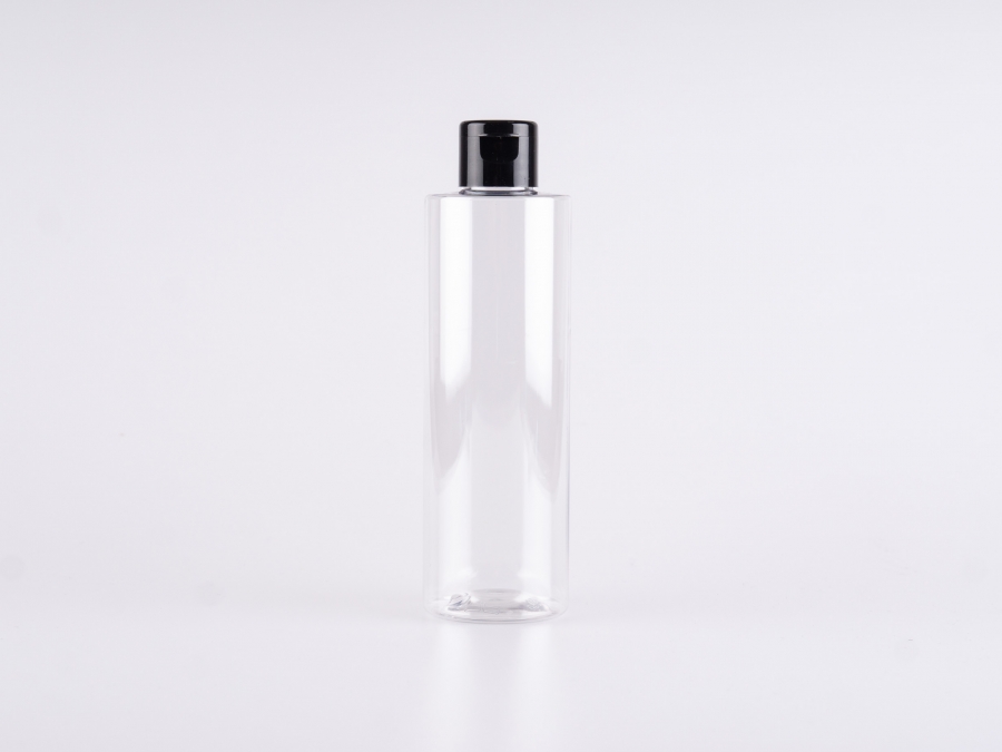 PET Flasche "Sharp" 250ml, mit FlipTop schwarz