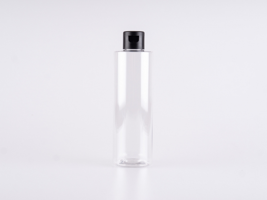 PET Flasche "Sharp" 250ml, mit FlipTop schwarz