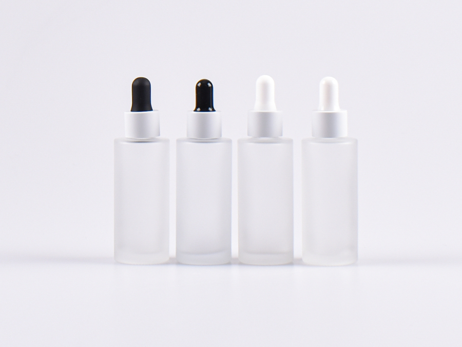 Glasflasche säuremattiert, 30ml, mit Pipette Alu weiss