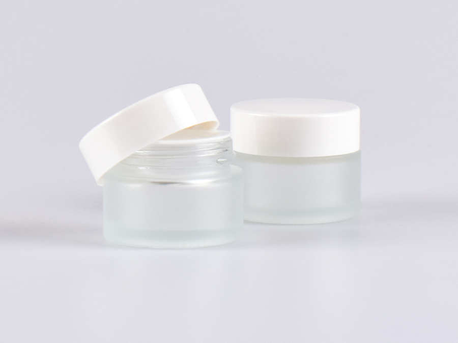 Glasdose säuremattiert, 30ml, mit Deckel weiss