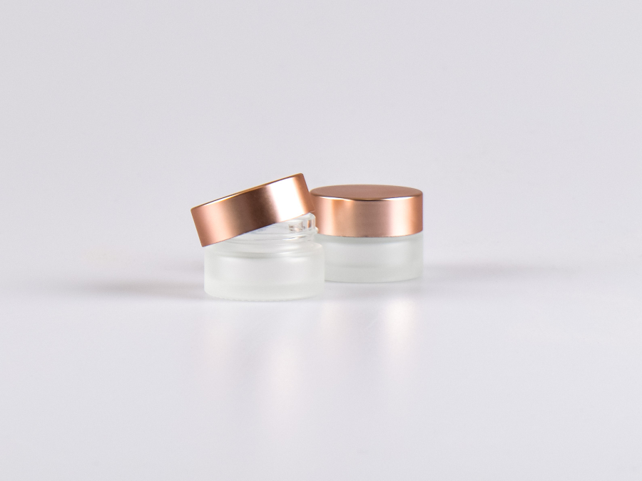 Glasdose säuremattiert, 7ml, mit Deckel rosé