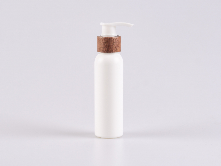 Flasche "Tara" 100ml, matt-weiss, mit Dispenser Walnut