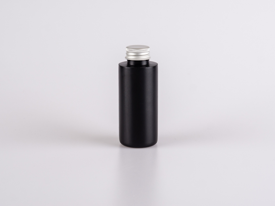 Flasche "Tara" 100ml, matt-schwarz, mit Aluminiumdeckel