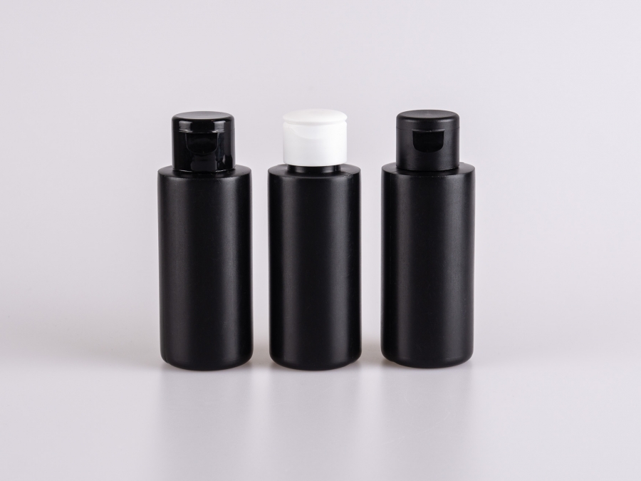Flasche "Tara" 100ml, matt-schwarz, mit FlipTop schwarz
