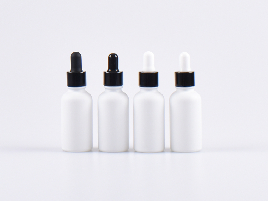 Weissglasflasche 30ml, mit Pipette schwarz