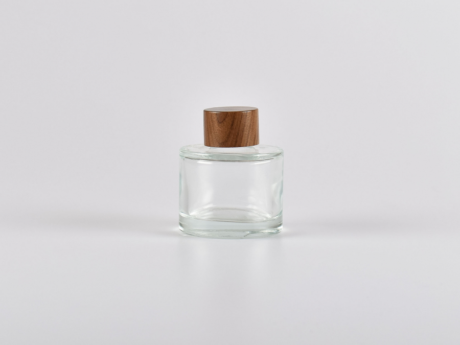 Rundflasche "Lilly", Klarglas, 90ml, mit Schraubverschluss Walnut