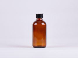 Braunglasflasche 250ml, mit Schraubverschluss schwarz/weiss