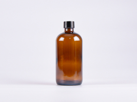 Braunglasflasche 500ml, mit Schraubverschluss schwarz/weiss