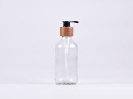 Klarglasflasche 250ml, mit Dispenser Walnut