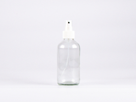 Klarglasflasche 250ml, mit Zerstäuber Weiss