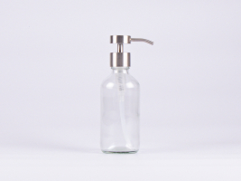 Klarglasflasche 250ml, mit Dispenser Edelstahl