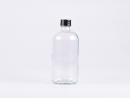 Klarglasflasche 500ml, mit Schraubverschluss schwarz/weiss