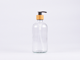 Klarglasflasche 500ml, mit Dispenser Bambus