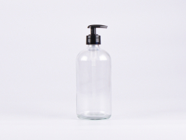 Klarglasflasche 500ml, mit Dispenser schwarz/weiss