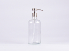 Klarglasflasche 500ml, mit Dispenser Edelstahl