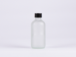 Glasflasche säuremattiert, 250ml, mit Schraubverschluss schwarz/weiss