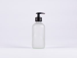 Glasflasche säuremattiert, 250ml, mit Dispenser schwarz/weiss