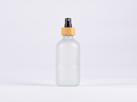 Glasflasche säuremattiert, 250ml, mit Zerstäuber Bambus
