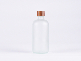 Glasflasche säuremattiert 500ml, mit Schraubverschluss Walnut