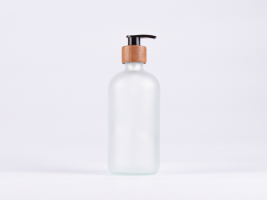 Glasflasche säuremattiert, 500ml, mit Dispenser Walnut