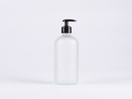 Glasflasche säuremattiert, 500ml, mit Dispenser schwarz/weiss