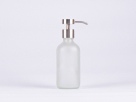 Glasflasche säuremattiert, 250ml, mit Dispenser Edelstahl