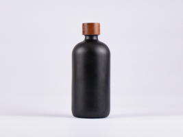 Schwarzglasflasche 500ml, mit Schraubverschluss Walnut
