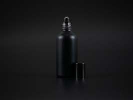 Schwarzglasflasche 100ml, mit Roll-On Glas/Stahl