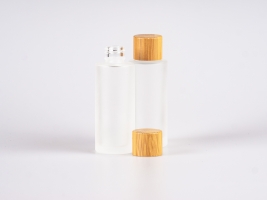 Glasflasche säuremattiert 30ml, mit Bambusdeckel