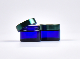 Blauglasglasdose, 50ml, mit Deckel grün