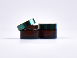 Braunglasdose, 30ml, mit Deckel grün