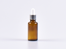 Braunglasflasche 30ml, mit Pipette silber-glanz