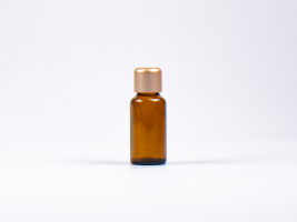 Braunglasflasche 20ml, mit Tropfmontur Gold