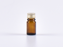 Braunglasflasche 5ml, mit Aludeckel gold/silber
