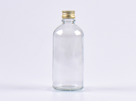 Klarglasflasche 100ml, mit Aludeckel silber/gold
