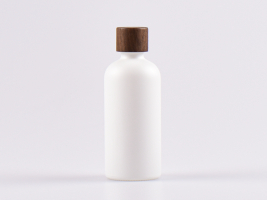 Weissglasflasche 100ml, mit Tropfmontur Walnut