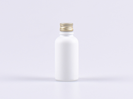 glasflasche-weiss-matt-aluminium-deckel-gold-silber