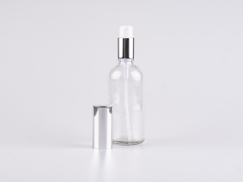 Klarglasflasche 100ml, mit Lotionspumpe Aluminium, 4 Color