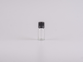 Klarglasflasche 10ml, mit Deckel OV, weiss/schwarz